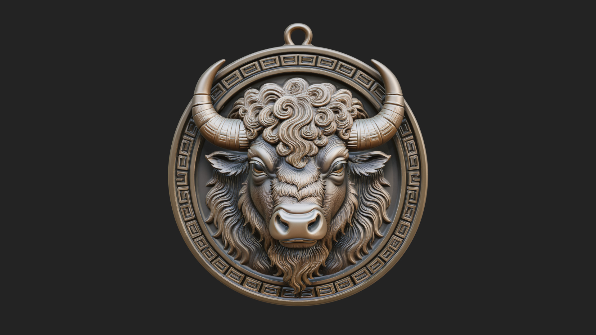 Bison Head Oval Relief Plaque Design 2 3D Print Model 3D Model