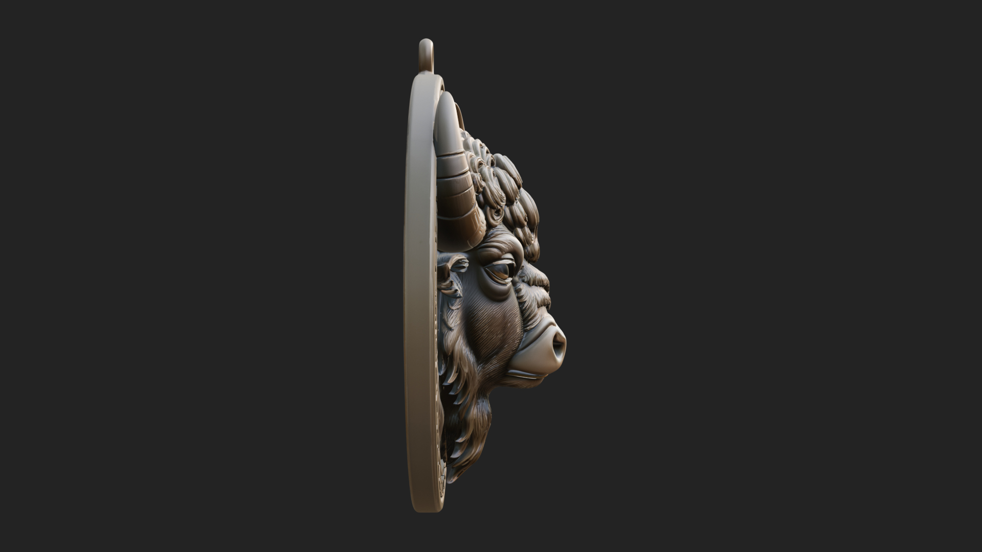 Bison Head Oval Relief Plaque Design 2 3D Print Model 3D Model