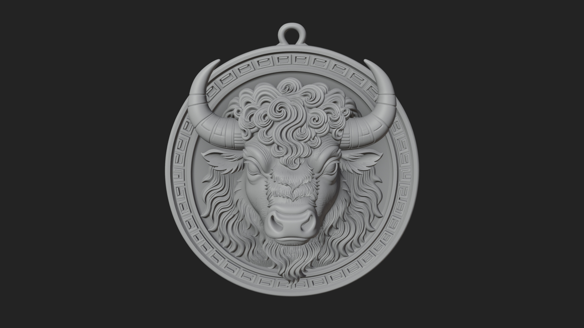 Bison Head Oval Relief Plaque Design 2 3D Print Model 3D Model