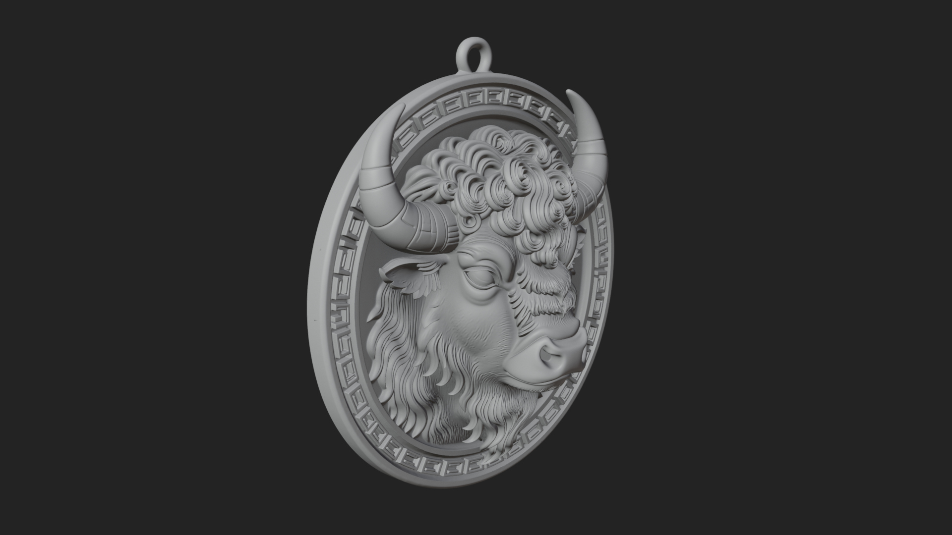 Bison Head Oval Relief Plaque Design 2 3D Print Model 3D Model