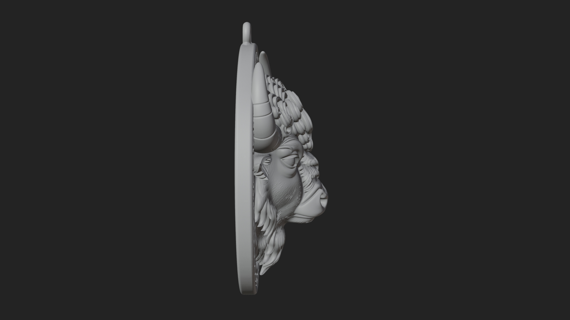 Bison Head Oval Relief Plaque Design 2 3D Print Model 3D Model