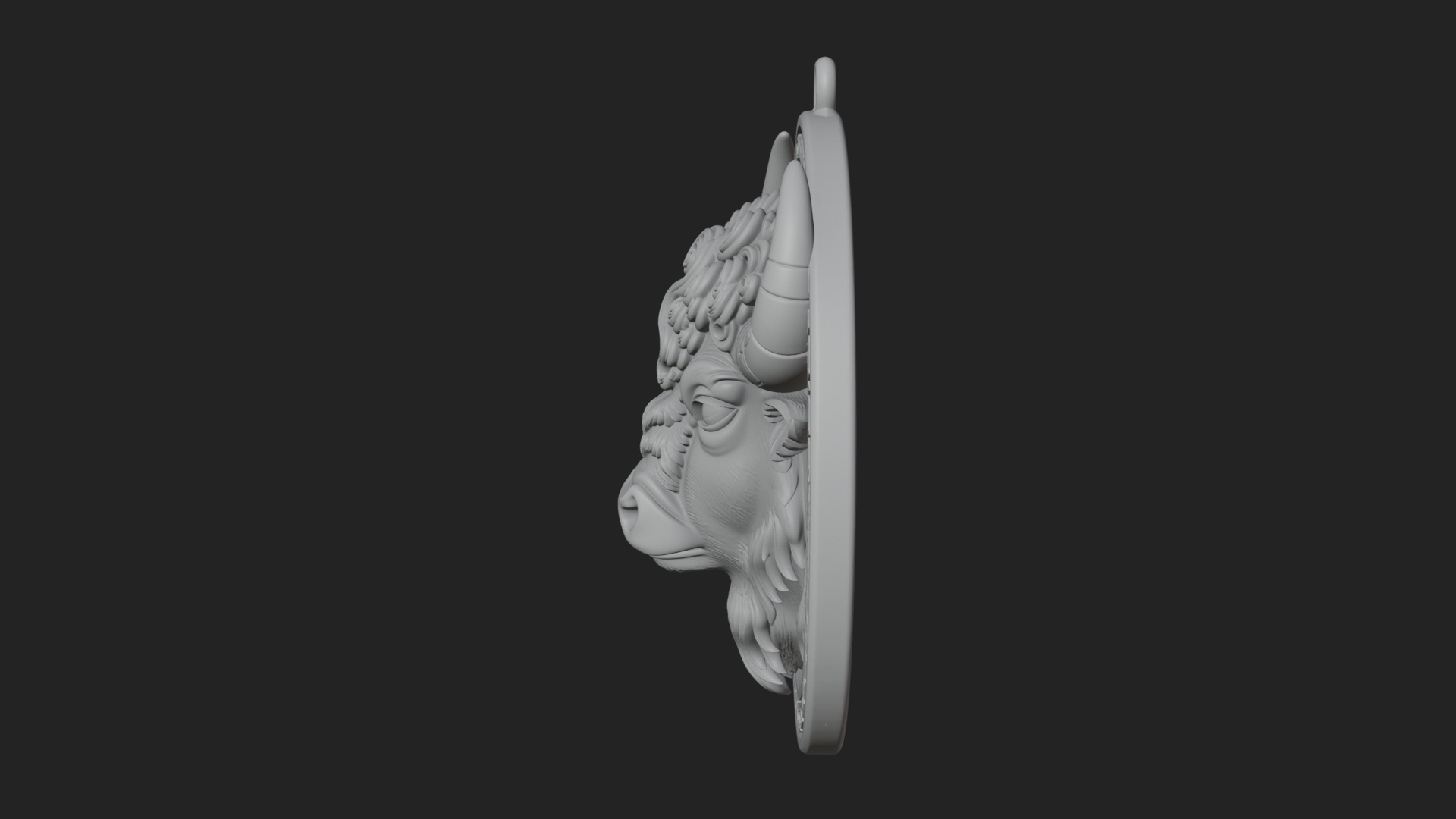 Bison Head Oval Relief Plaque Design 2 3D Print Model 3D Model