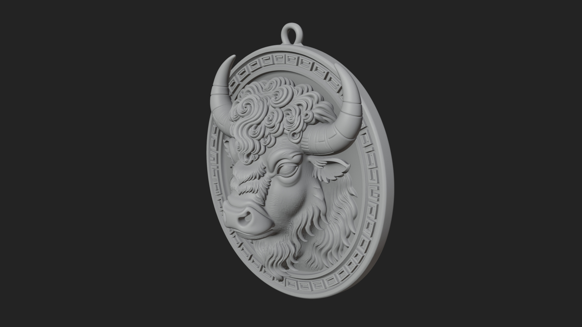 Bison Head Oval Relief Plaque Design 2 3D Print Model 3D Model