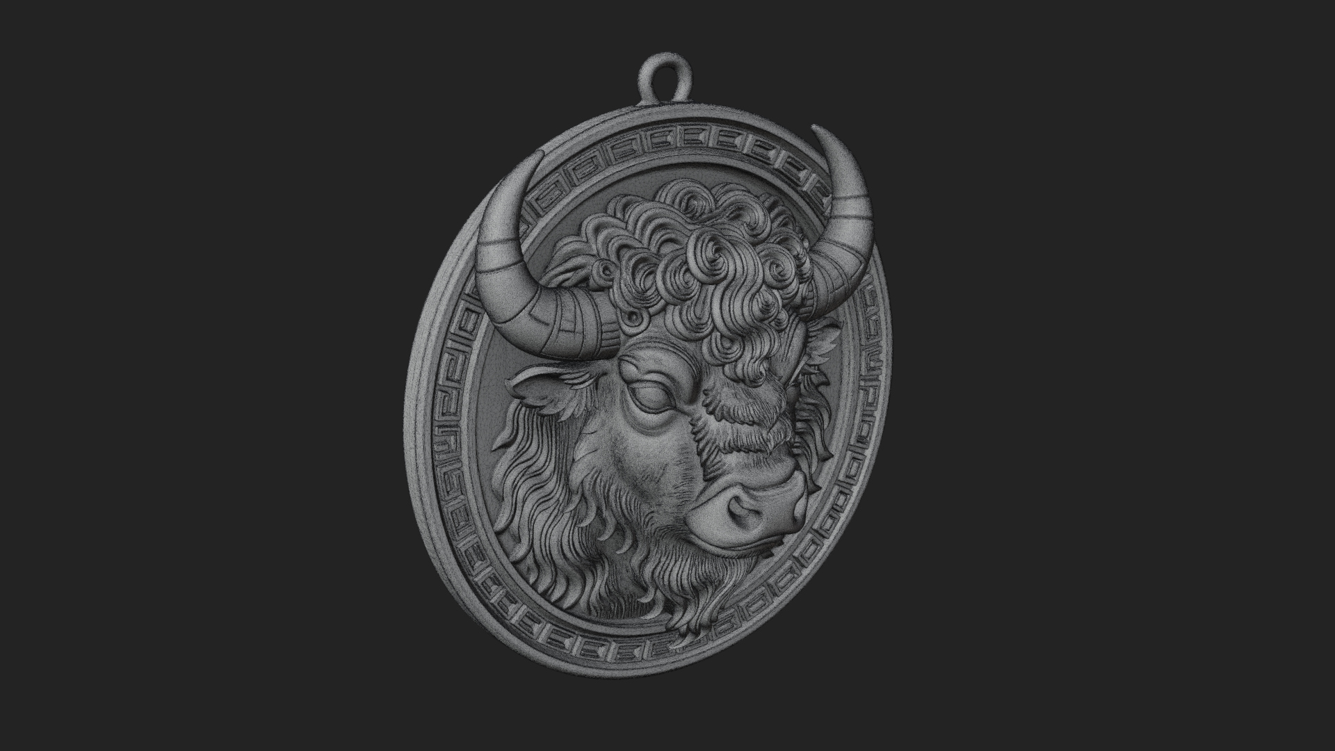 Bison Head Oval Relief Plaque Design 2 3D Print Model 3D Model