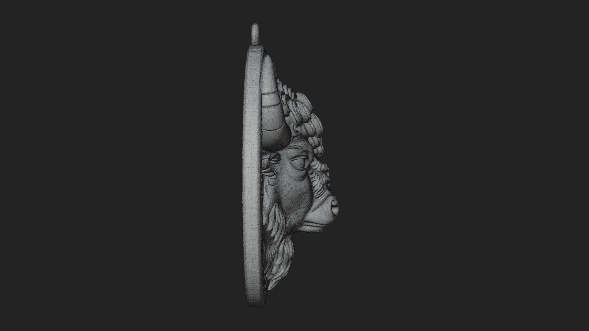 Bison Head Oval Relief Plaque Design 2 3D Print Model 3D Model