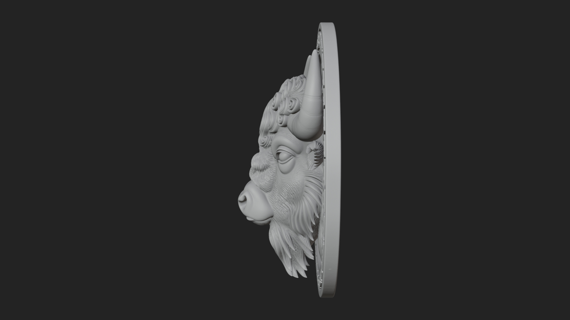 Bison Head Oval Relief Plaque Design 3 3D Print Model 3D Model