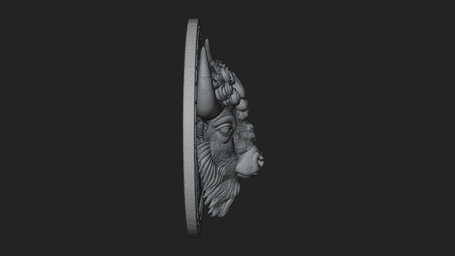 Bison Head Oval Relief Plaque Design 3 3D Print Model 3D Model