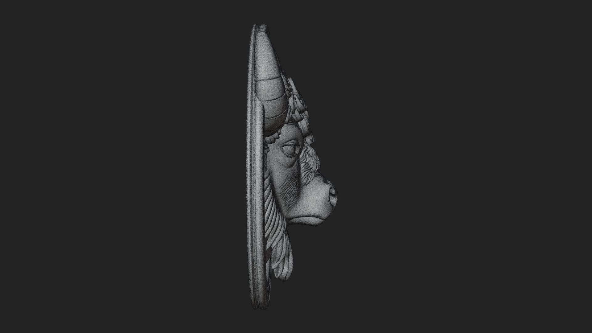 Bison Head Oval Relief Plaque Design 4 3D Print Model 3D Model