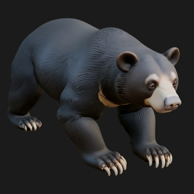 Black Bear Statue Design 3 3D Print Model