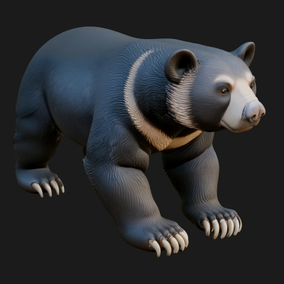Black Bear Statue Design 4 3D Print Model