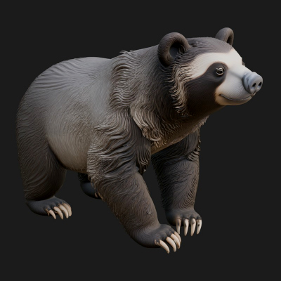 Black Bear Statue Design 5 3D Print Model