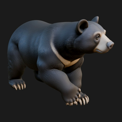 Black Bear Statue Design 6 3D Print Model