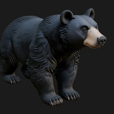 Black Bear Statue Design 7 3D Print Model