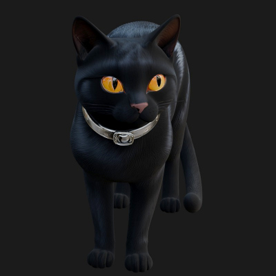Black Cat Statue Design 1 3D Print Model