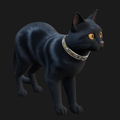 Black Cat Statue Design 2 3D Print Model