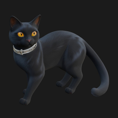 Black Cat Statue Design 3 3D Print Model