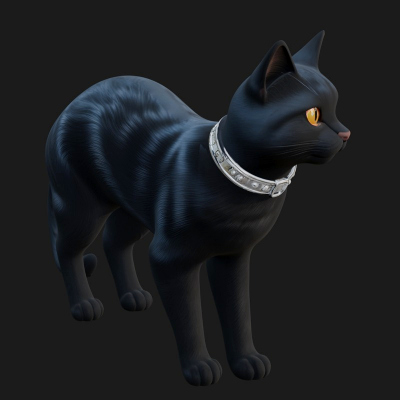 Black Cat Statue Design 4 3D Print Model