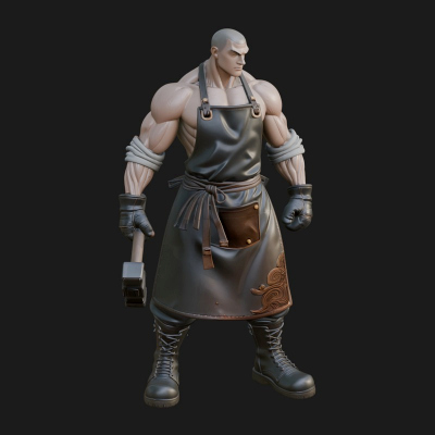Blacksmith Man Statue Design 1 3D Print Model