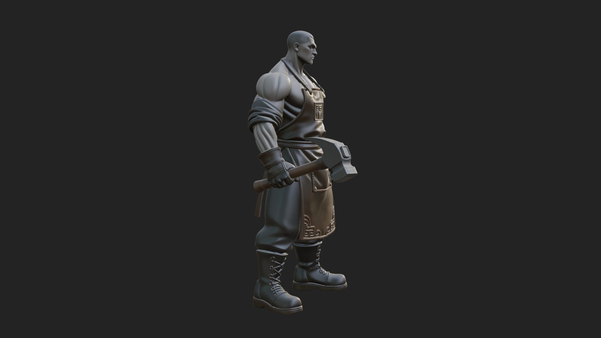 Blacksmith Man Statue Design 15 3D Print Model 3D Model