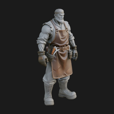Blacksmith Man Statue Design 19 3D Print Model