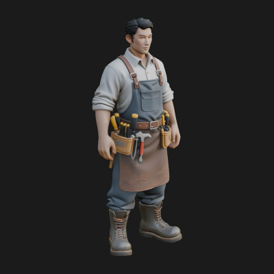 Blacksmith Man Statue Design 2 3D Print Model