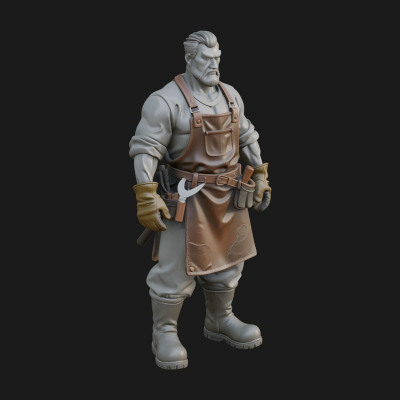 Blacksmith Man Statue Design 21 3D Print Model