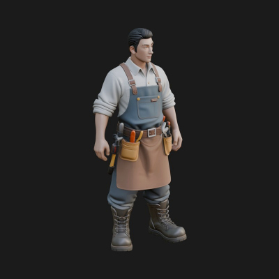 Blacksmith Man Statue Design 5 3D Print Model
