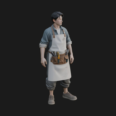 Blacksmith Man Statue Design 6 3D Print Model