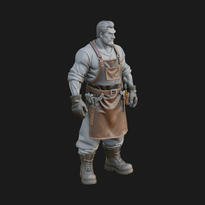 Blacksmith Man Statue Design 8 3D Print Model