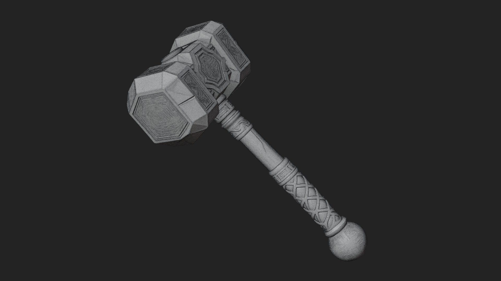 Block Head War Hammer Model Design 1 3D Print Model 3D Model