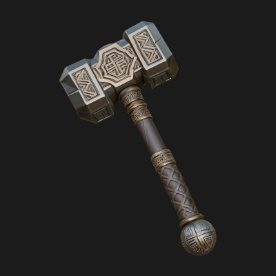 Block Head War Hammer Model Design 1 3D Print Model