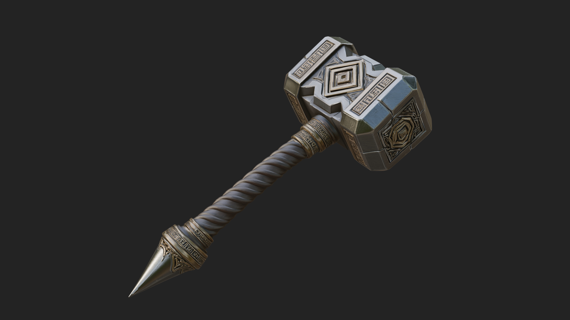 Block Head War Hammer Model Design 15 3D Print Model 3D Model
