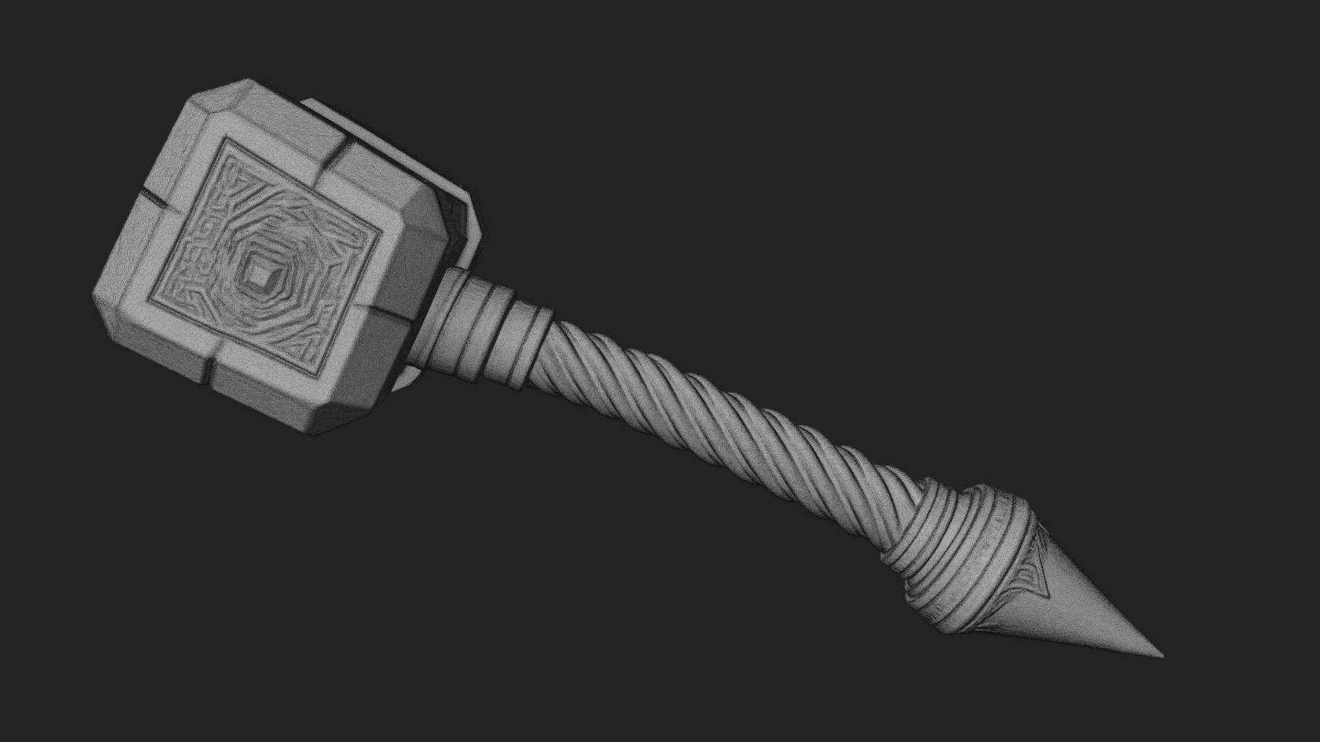 Block Head War Hammer Model Design 15 3D Print Model 3D Model