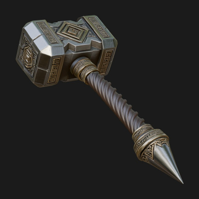 Block Head War Hammer Model Design 15 3D Print Model