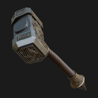 Block Head War Hammer Model Design 16 3D Print Model