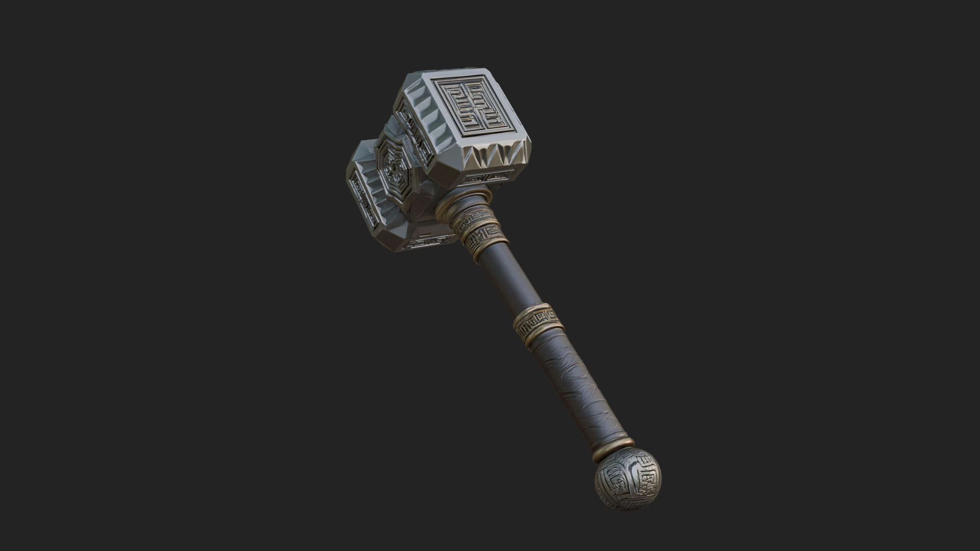 Block Head War Hammer Model Design 2 3D Print Model 3D Model