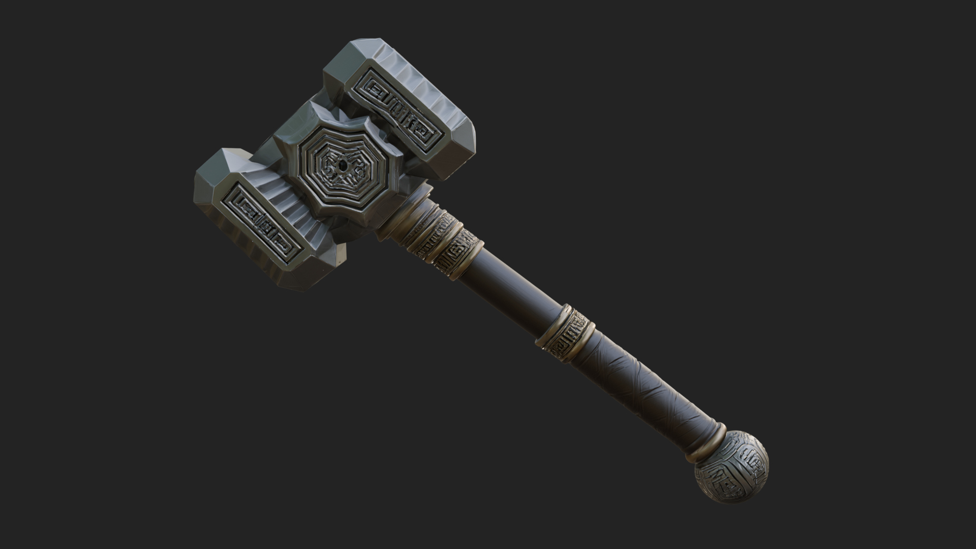 Block Head War Hammer Model Design 2 3D Print Model 3D Model