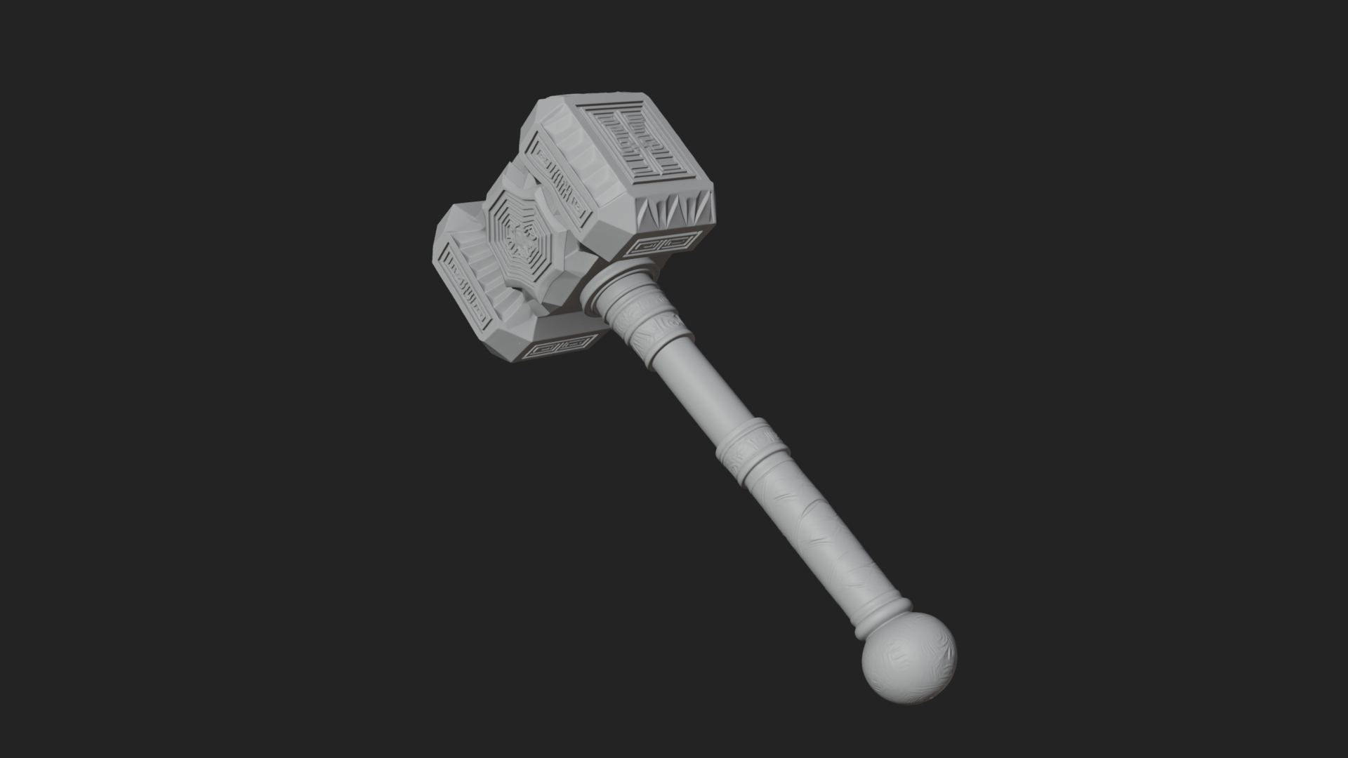 Block Head War Hammer Model Design 2 3D Print Model 3D Model
