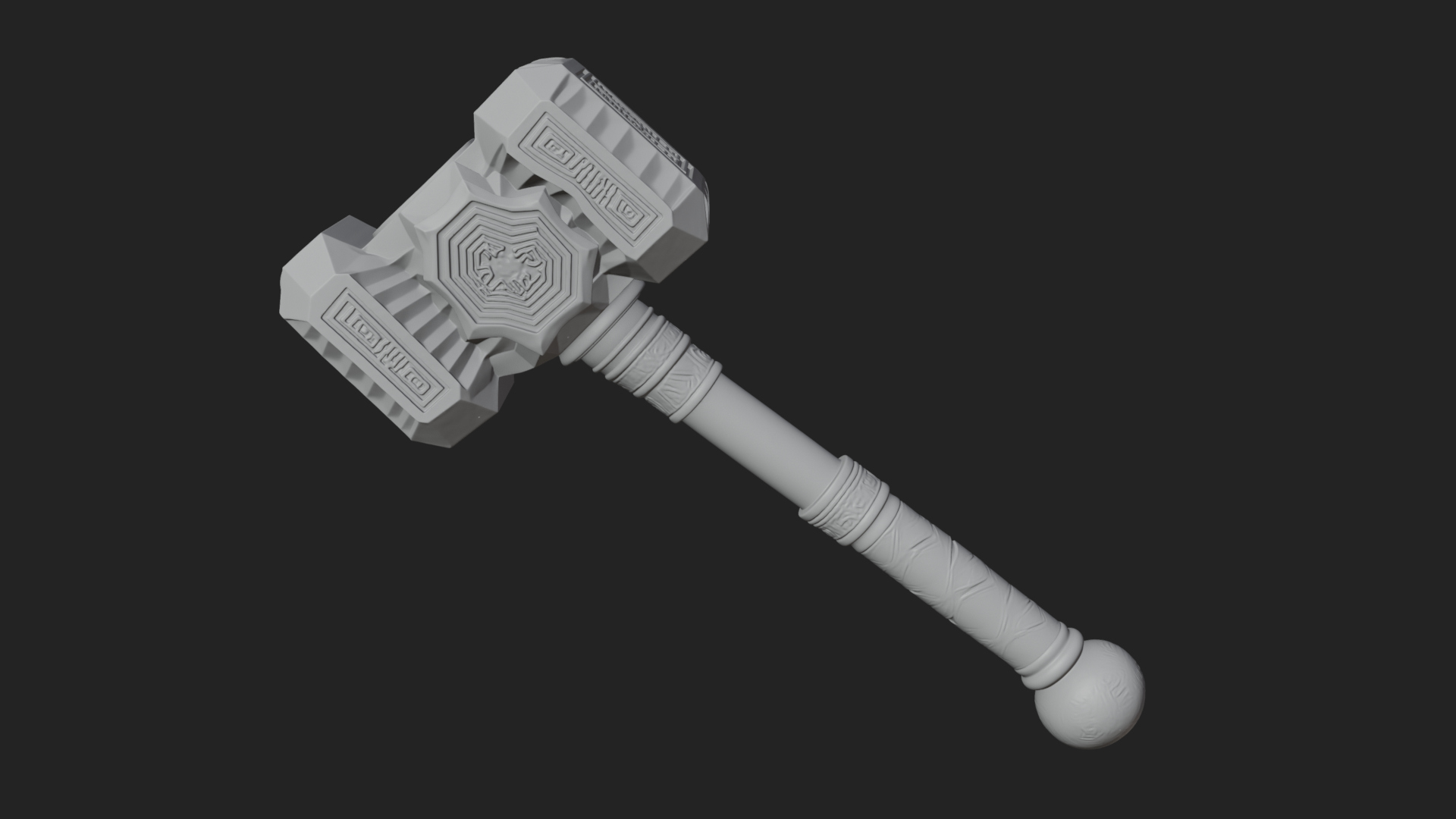 Block Head War Hammer Model Design 2 3D Print Model 3D Model