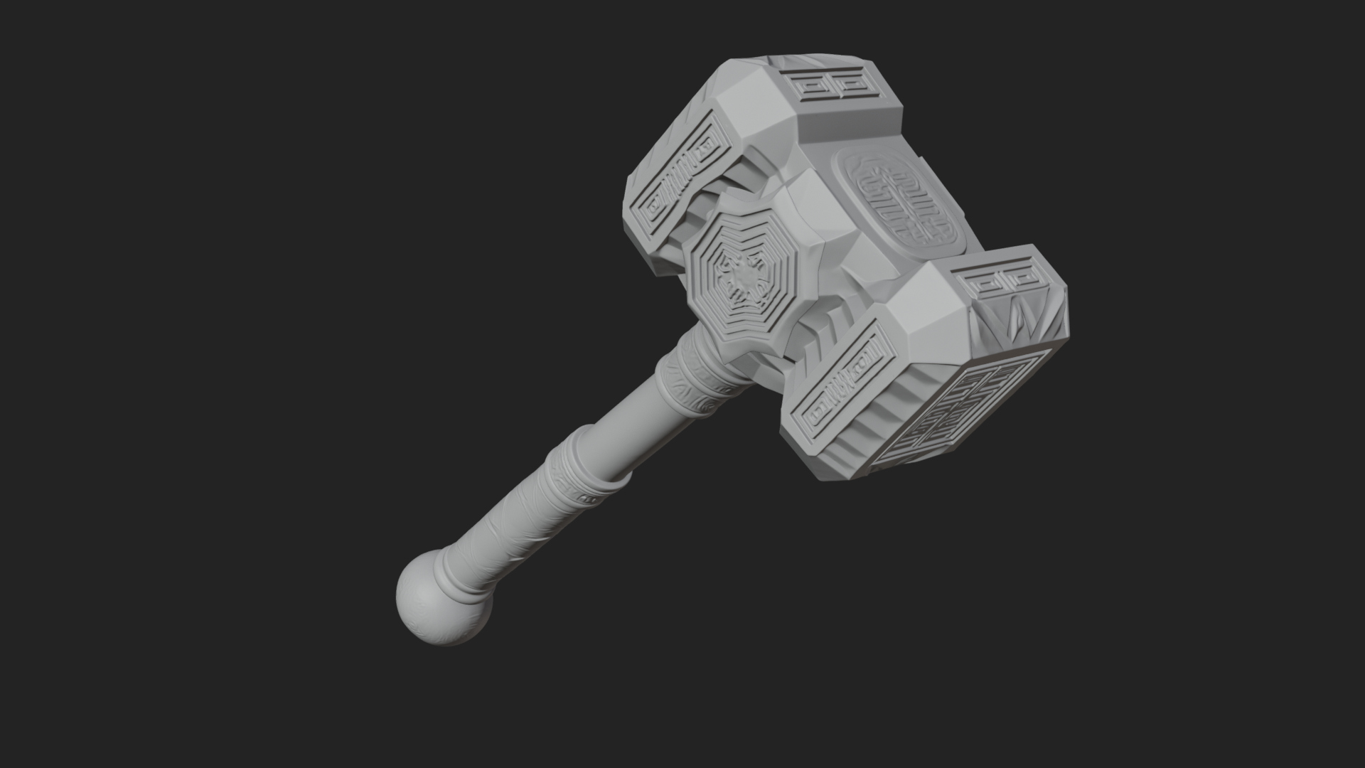 Block Head War Hammer Model Design 2 3D Print Model 3D Model