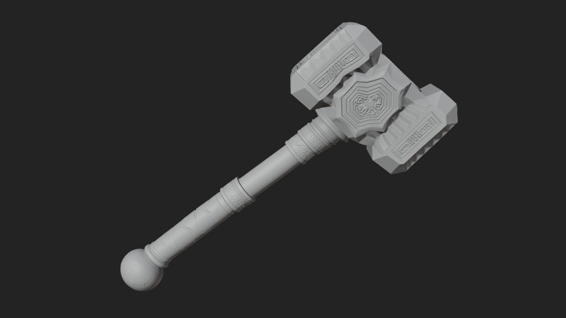 Block Head War Hammer Model Design 2 3D Print Model 3D Model