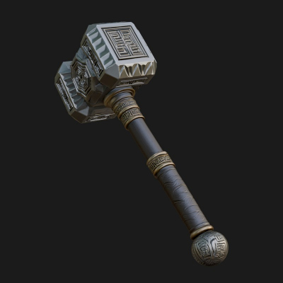 Block Head War Hammer Model Design 2 3D Print Model