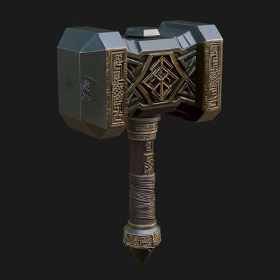 Block Head War Hammer Model Design 6 3D Print Model