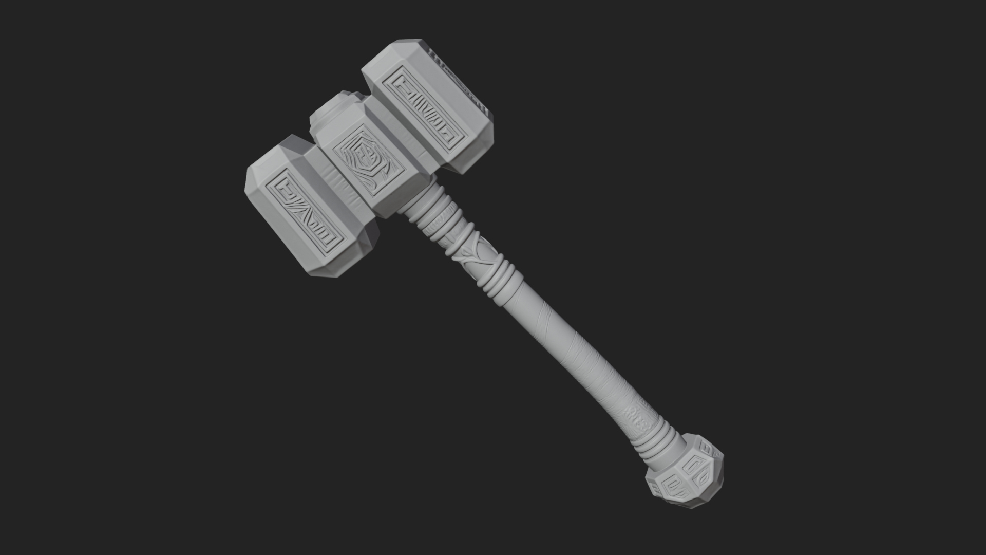 Block Head War Hammer Model Design 7 3D Print Model 3D Model