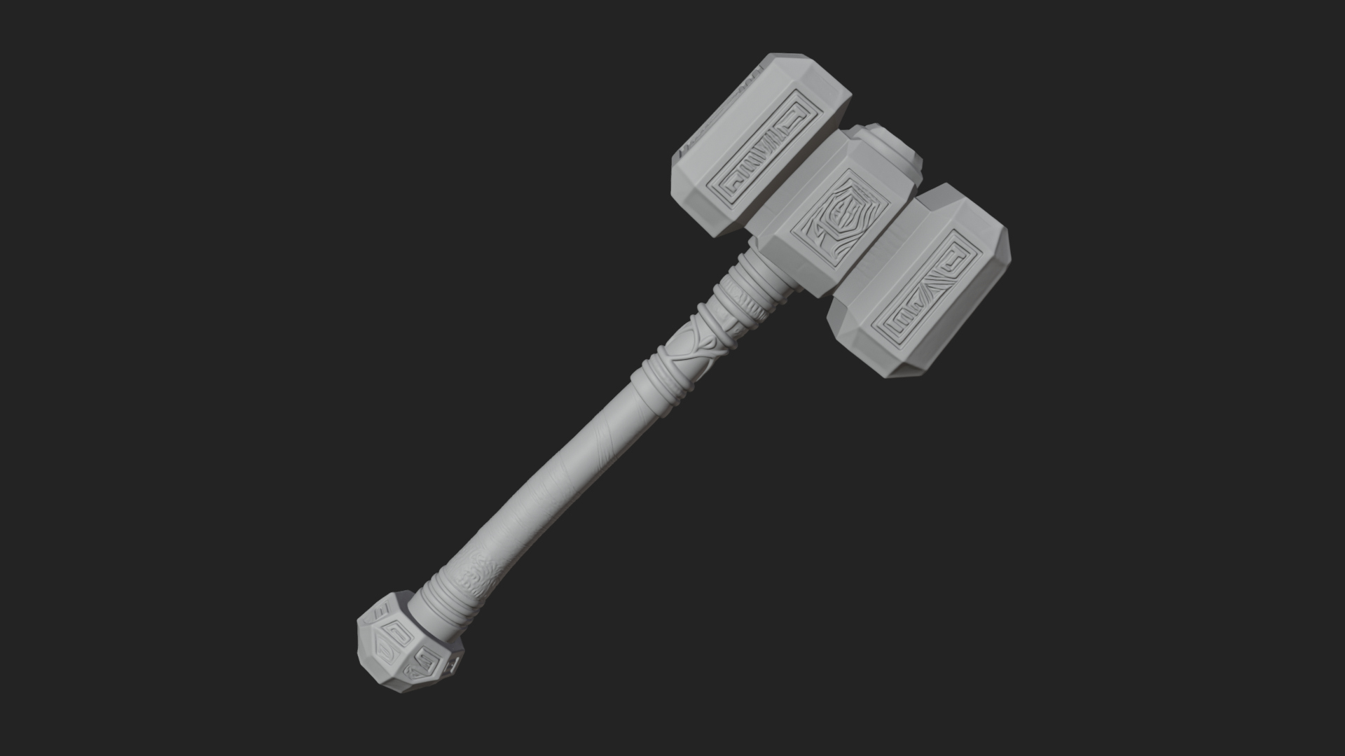 Block Head War Hammer Model Design 7 3D Print Model 3D Model