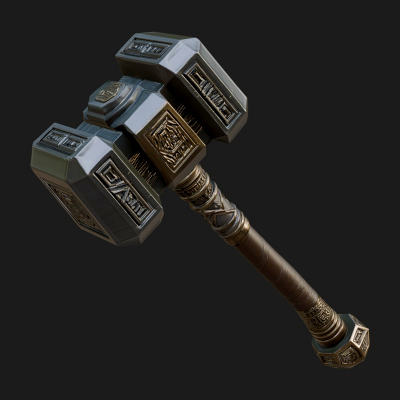 Block Head War Hammer Model Design 7 3D Print Model