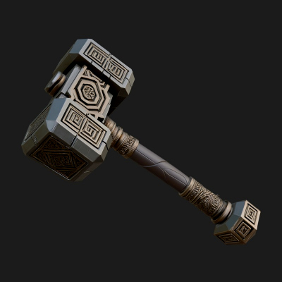 Block Head War Hammer Model Design 8 3D Print Model