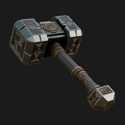 Block Head War Hammer Model Design 9 3D Print Model