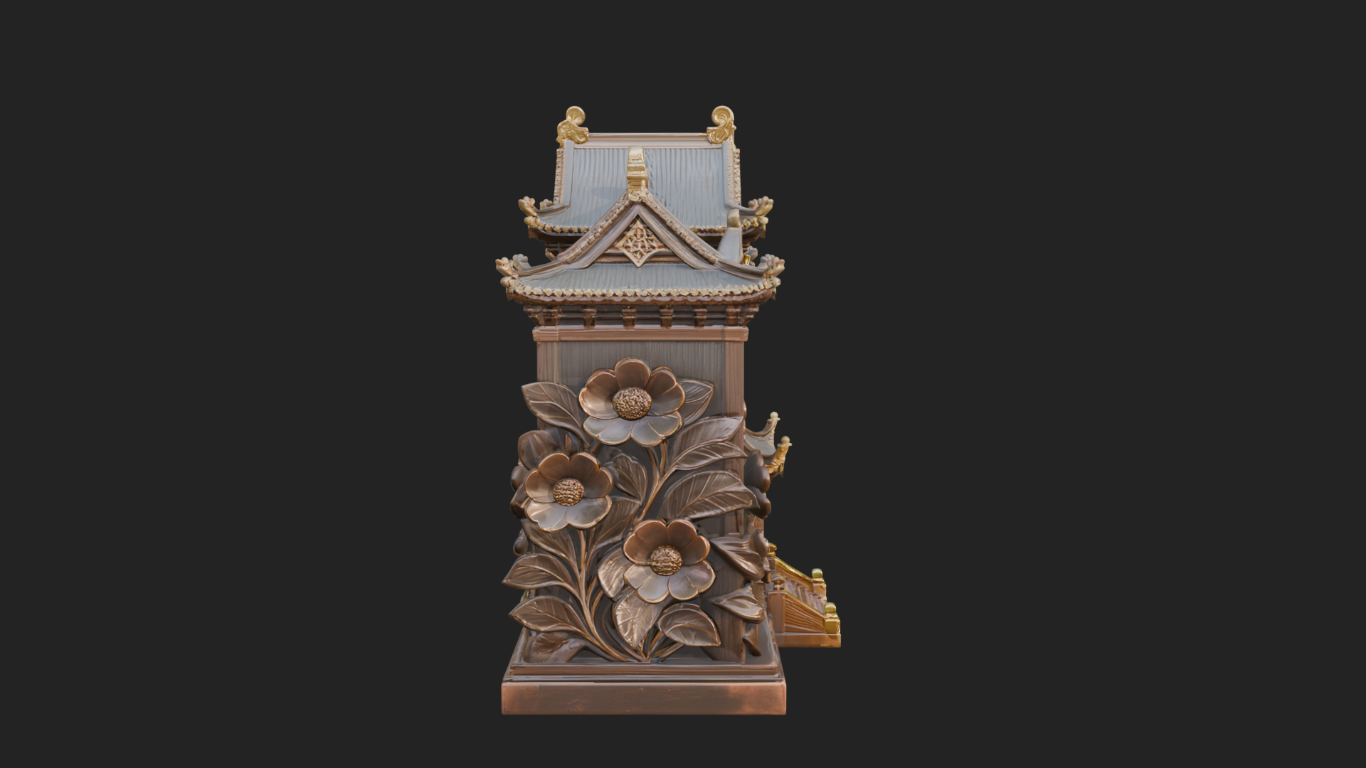 Blossom Carved Manor House Design 1 3D Print Model 3D Model