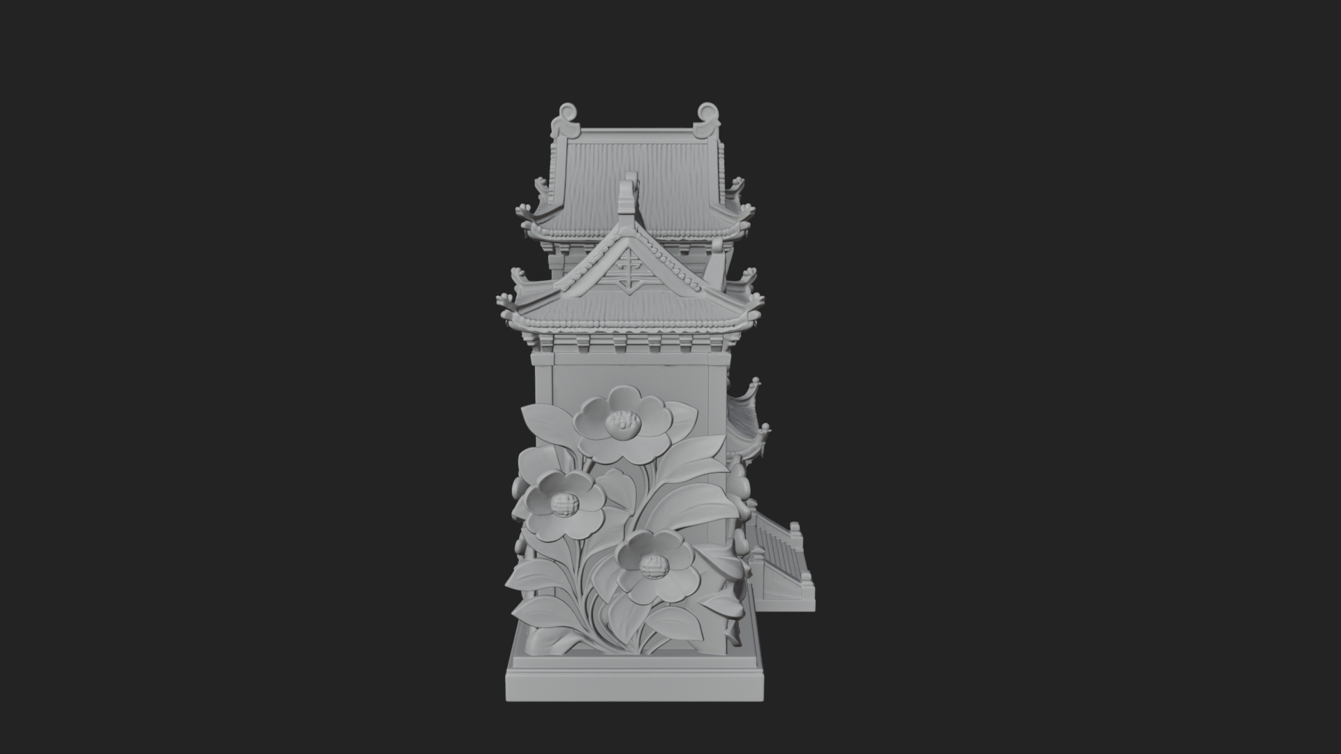 Blossom Carved Manor House Design 1 3D Print Model 3D Model
